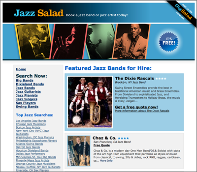 Jazz Salad, the directory of jazz bands and jazz musicians