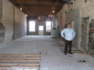 Mark Steiner in the gutted room Mark Steiner in the gutted first floor