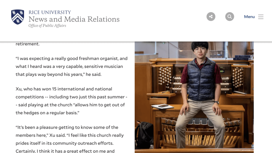 Gallery photo 2 of Bruce Xu, Pianist, Organist and Vocalist