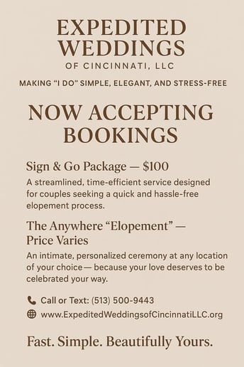 Gallery photo 2 of Expedited Weddings of Cincinnati, LLC.