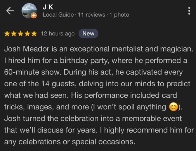 Gallery photo 7 of Mentalist Josh Meador