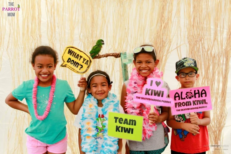 Gallery photo 4 of Animal Party Entertainment with Kiwi, The Skateboarding Parrot