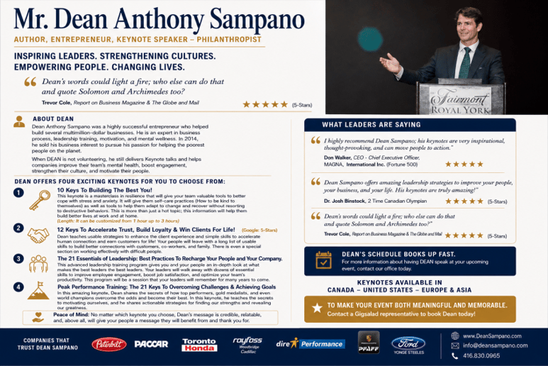 Gallery photo 10 of Top Keynote Speaker, Mr. Dean Anthony Sampano