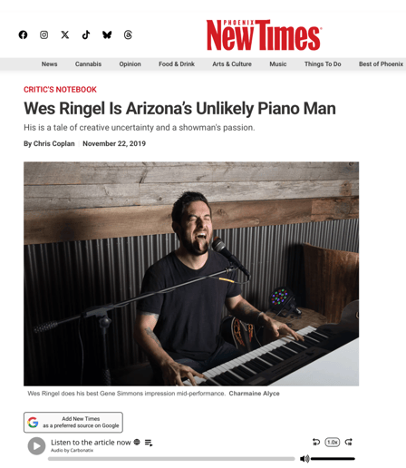 Gallery photo 9 of Wes Ringel - "Arizona's Piano Man"