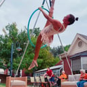 The aerial hoop also known as the lyra