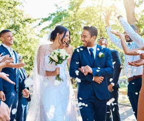 Couple walking down the aisle
